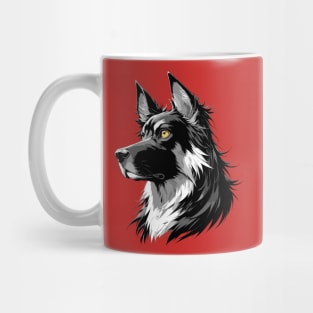 Stunning and Cool Dutch Shepherd Monochrome and Gold Portrait for Father's Day Mug